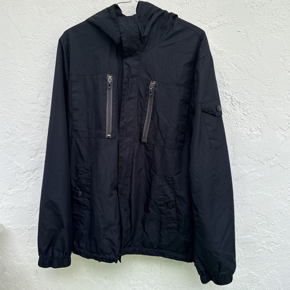 Kenneth Cole New York Windbreaker Men's M Black Jacket‎ Lightweight